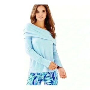 Lilly Pulitzer Belinda One Shoulder Heather Blue Pullover Top Size XS